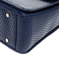 Pre Owned Aigner Blue Embossed Leather Genoveva M Top Handle Bag 