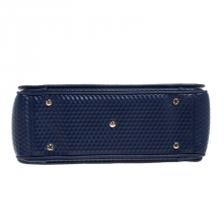 Pre Owned Aigner Blue Embossed Leather Genoveva M Top Handle Bag 