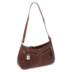 Pre Owned Aigner Brown Leather Front Zipped Shoulder Bag