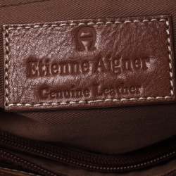 Pre Owned Aigner Brown Leather Front Zipped Shoulder Bag