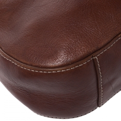 Pre Owned Aigner Brown Leather Front Zipped Shoulder Bag