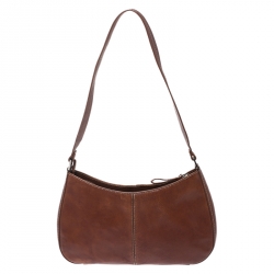 Pre Owned Aigner Brown Leather Front Zipped Shoulder Bag
