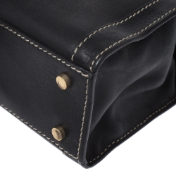 Pre Owned Aigner Black Leather Cavallina Top Handle Bag