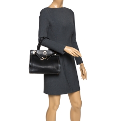 Pre Owned Aigner Black Leather Cavallina Top Handle Bag