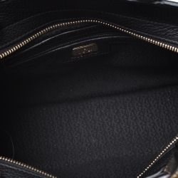 Pre Owned Aigner Black/White Checkered Leather Medium Satchel