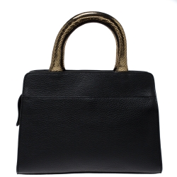 Pre Owned Aigner Black/White Checkered Leather Medium Satchel