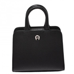 Pre Owned Aigner Black Leather Micro Cybill Crossbody Bag