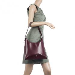 Pre Owned Aigner Burgundy Leather Vintage Hobo Bag