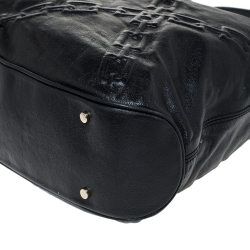 Pre Owned Aigner Black Chain Embossed Leather Hobo