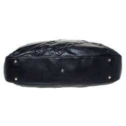 Pre Owned Aigner Black Chain Embossed Leather Hobo