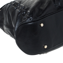 Pre Owned Aigner Black Chain Embossed Leather Hobo