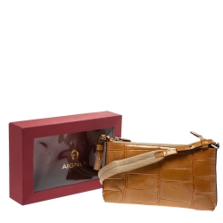 Pre Owned Aigner Tan Patent Leather Shoulder Bag