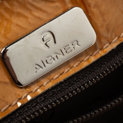 Pre Owned Aigner Tan Patent Leather Shoulder Bag