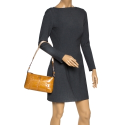 Pre Owned Aigner Tan Patent Leather Shoulder Bag