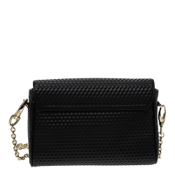 Pre Owned Aigner Black Leather Flap Chain Crossbody Bag