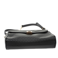 Pre Owned Aigner Black Leather Flap Chain Crossbody Bag