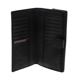 Pre Owned Aigner Black Leather Flap Continental Wallet