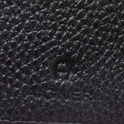 Pre Owned Aigner Black Leather Flap Continental Wallet
