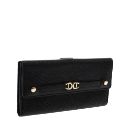 Pre Owned Aigner Black Leather Flap Continental Wallet