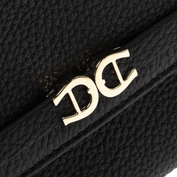 Pre Owned Aigner Black Leather Flap Continental Wallet