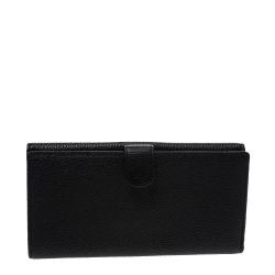 Pre Owned Aigner Black Leather Flap Continental Wallet