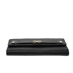 Pre Owned Aigner Black Leather Flap Continental Wallet