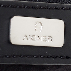 Pre Owned Aigner Black Signature Coated Canvas and Leather Zip Shoulder Bag
