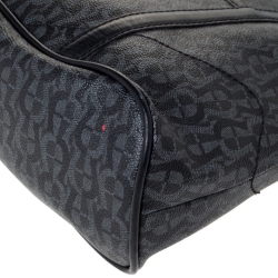 Pre Owned Aigner Black Signature Coated Canvas and Leather Zip Shoulder Bag