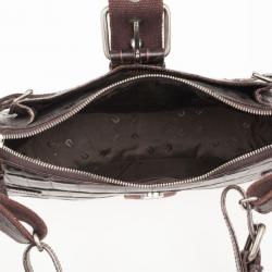 Pre Owned Aigner Brown Crocodile Embossed Leather Shoulder Bag