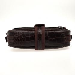 Pre Owned Aigner Brown Crocodile Embossed Leather Shoulder Bag