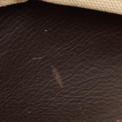 Pre Owned Aigner Brown/Cream Canvas and Leather Damascus Belted Tote