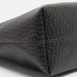 Pre Owned Aigner Black/Grey Monogram Coated Canvas and Leather Top Zip Tote
