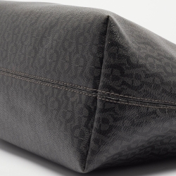 Pre Owned Aigner Black/Grey Monogram Coated Canvas and Leather Top Zip Tote