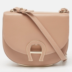 Pre Owned Aigner Beige Grained Leather Mini Pina Crossbody Bag