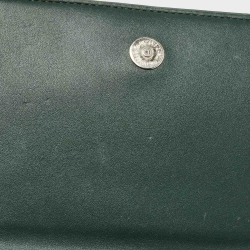 Pre Owned Aigner Green Croc Embossed Leather Logo Flap Shoulder Bag