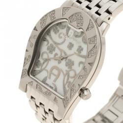 Pre Owned Aigner Verona Mother of Pearl Diamond Stainless Steel Women's Wristwatch 33 mm