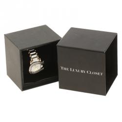 Pre Owned Aigner White Mother of Pearl Stainless Steel and Diamonds Genua Due A31600 Women's Wristwatch 31 mm