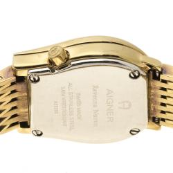 Pre Owned Aigner Gold Stainless Steel Ravenna Nuovo A25200 Women's Wristwatch 24 mm