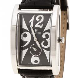 Pre Owned Aigner Black Stainless Steel Modena Nudo Women's Wristwatch 30MM