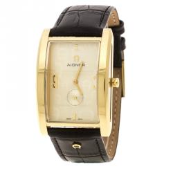 Pre Owned Aigner Cream Gold Plated Stainless Steel Modena Nudo Women's Wristwatch 30MM