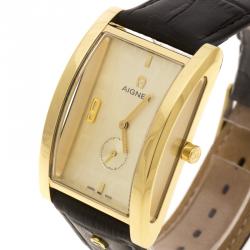 Pre Owned Aigner Cream Gold Plated Stainless Steel Modena Nudo Women's Wristwatch 30MM