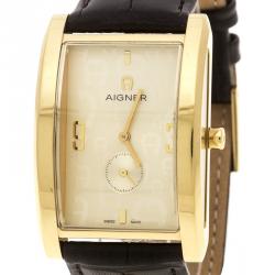 Pre Owned Aigner Cream Gold Plated Stainless Steel Modena Nudo Women's Wristwatch 30MM