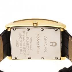 Pre Owned Aigner Cream Gold Plated Stainless Steel Modena Nudo Women's Wristwatch 30MM