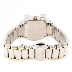 Pre Owned Aigner White Mother of Pearl Stainless Steel and Diamonds Genua Due A31600 Women's Wristwatch 31 mm