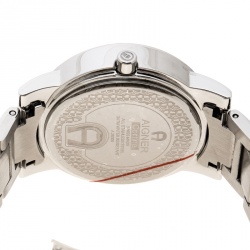 Pre Owned Aigner Silver White Gold-Plated Stainless Steel Cortina A26300 Women's Wristwatch 36 mm