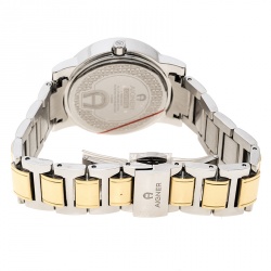 Pre Owned Aigner Silver White Gold-Plated Stainless Steel Cortina A26300 Women's Wristwatch 36 mm