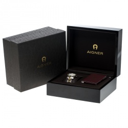 Pre Owned Aigner Silver White Gold-Plated Stainless Steel Cortina A26300 Women's Wristwatch 36 mm