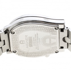 Pre Owned Aigner Mother of Pearl Stainless Steel and Diamonds Ravenna A02400 Women's Wristwatch 30 mm
