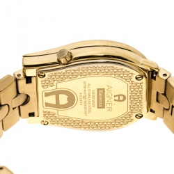 Pre Owned Aigner Yellow Mother of Pearl Gold Plated Steel and Diamonds Ravenna A02400 Women's Wristwatch 30 mm