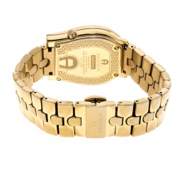 Pre Owned Aigner Yellow Mother of Pearl Gold Plated Steel and Diamonds Ravenna A02400 Women's Wristwatch 30 mm